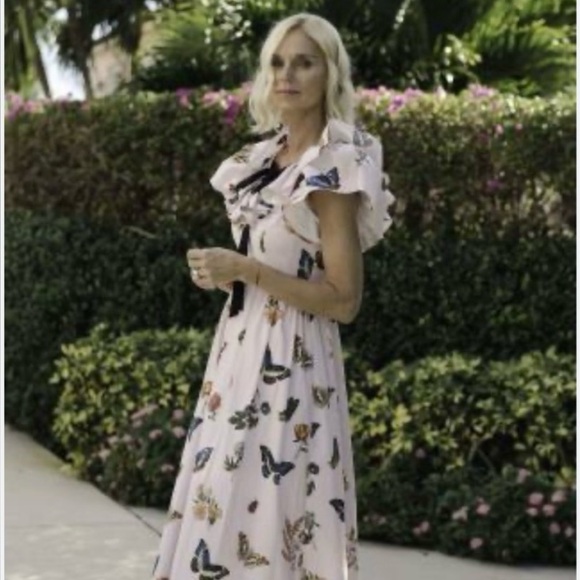 NWT Antonio Melani x Jennifer Sumko Jennifer Tie V-Neck Puffed Ruffle Dress - Picture 2 of 3